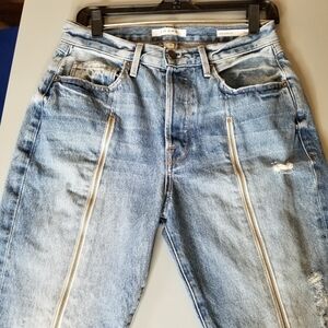 Frame Rigid Rerelease Zipper Legs High Waist Ankle Jean Distressed Button Fly 28